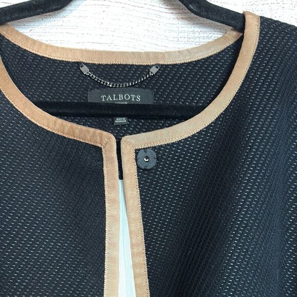 Talbots Black Trench Coat Coatigan Jacket Textured Cotton Blend Lined size 18W - Picture 11 of 14
